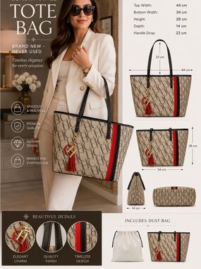 Luxury Style Monogram Tote Bag – Brand New